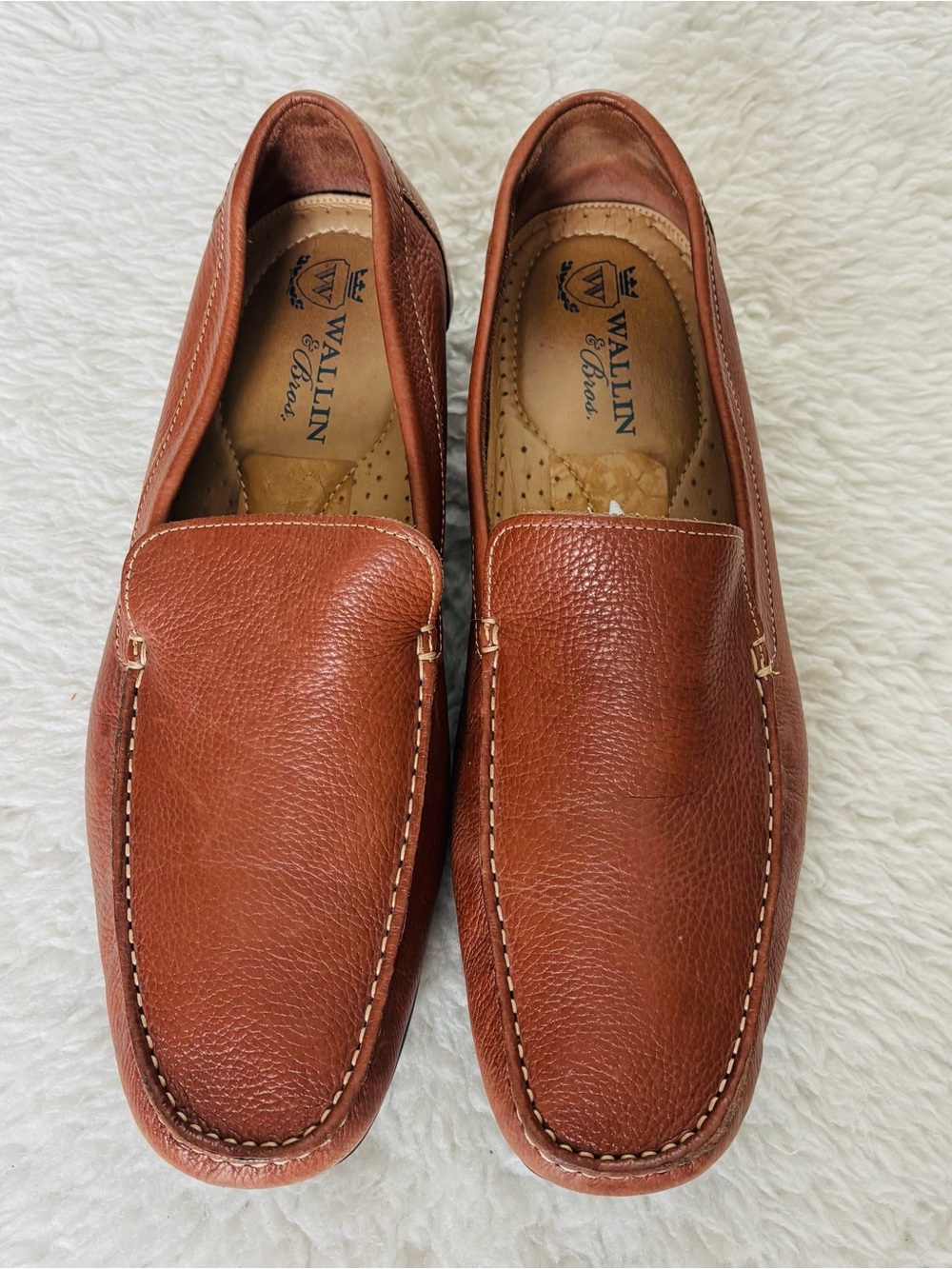 Wallin & Bros. Pebble Brown Leather Loafers Shoes size 14 M